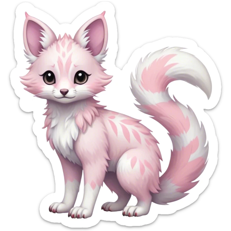 Feral Rare Fantasy cute pastel Vernid-Trico-species by LiLaiRa, random markings, tufted ears, full body sticker