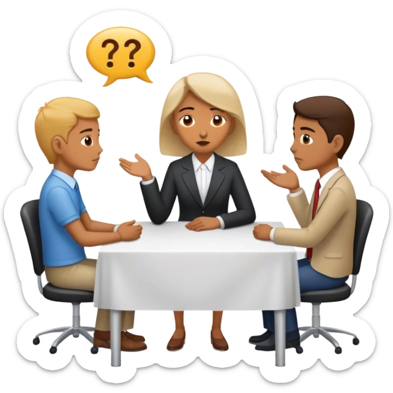 Una mesa de negociación donde una persona callada escucha mientras los demás hablan y revelan información sin darse cuenta. Cuando llega su turno, dice solo unas pocas palabras, pero su decisión es la que define el resultado. sticker