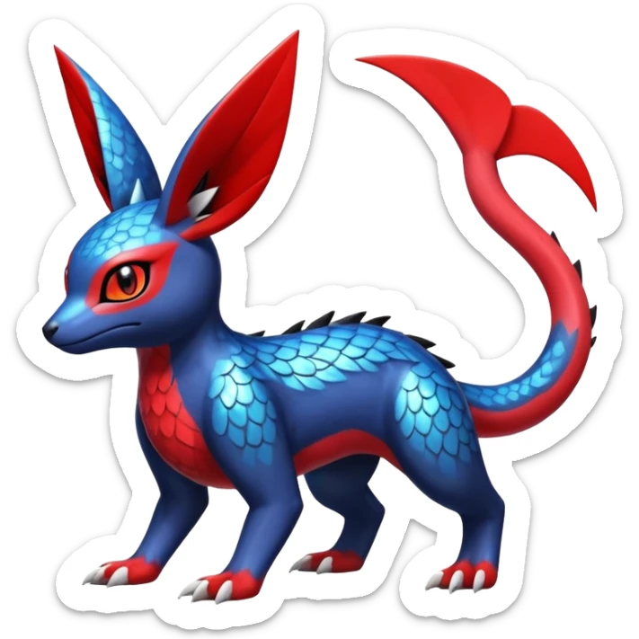  Cute Shiny Exotic Colorful Guilmon-Latias-Koraidon-Umbreon-Fakémon-hybrid-creature (full body)  sticker