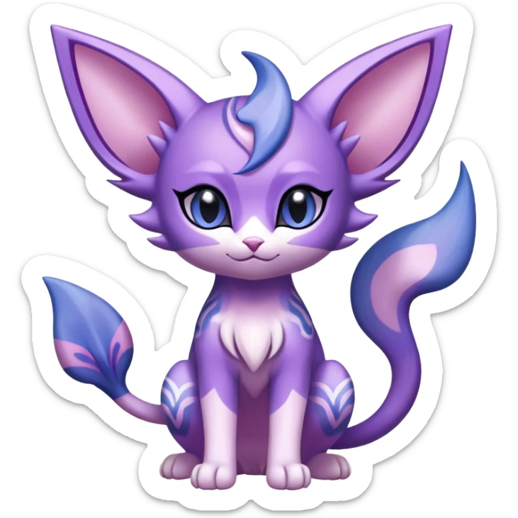 Shiny Exotic Cute Adorable Majestic Espeon-Purrloin-Mew-Meowstic-Hybrid-Creature with pattern-markings sticker