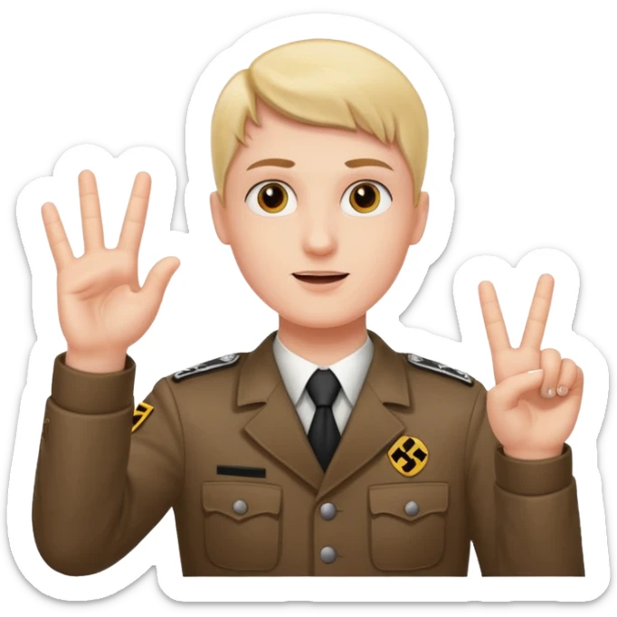 Nazi salut with all 5 fingers together sticker