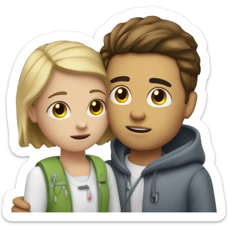 sick teenage boy being looked after my a teenage girl saying get better  sticker