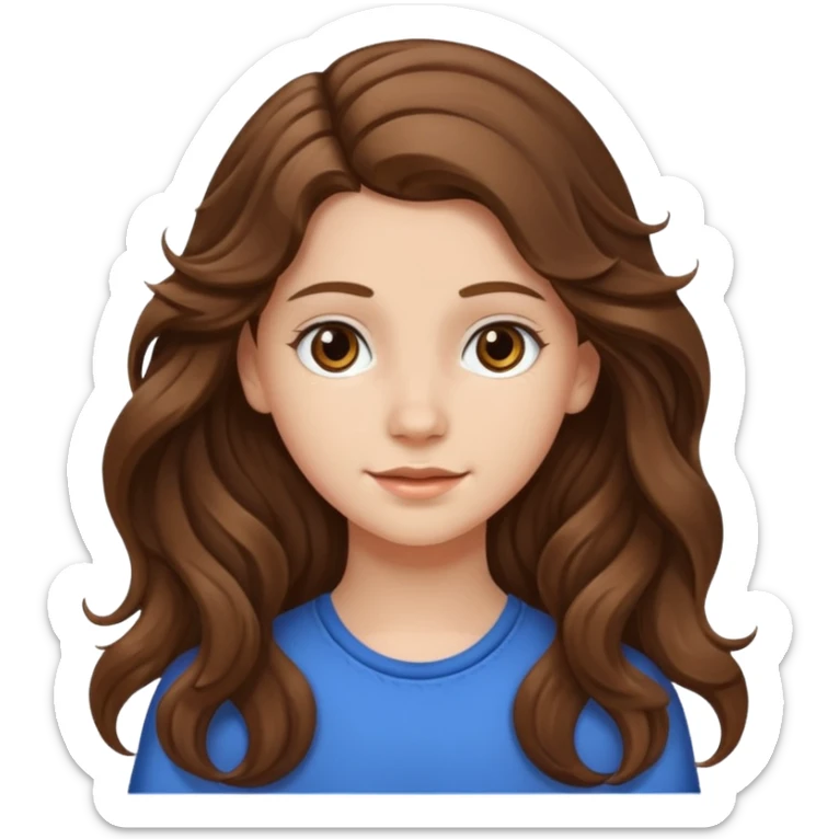 ahora hazme una nina blanca de 14 anos y que tenga el pelo cafe largo y ondulado sticker