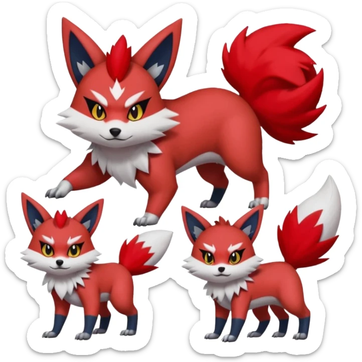Scarley scarlet Zangoose-Litten-Zorua-chipmunk-Werewolf-Fakemon-Pokémon-creature (full body) sticker