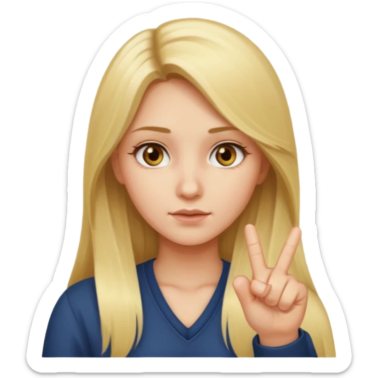 Girl with long blonde hair and hazel eyes giving you the middle finger sticker