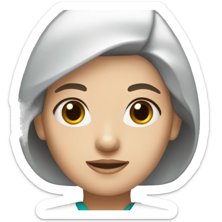 Female vet nurse with brown eyes and white skin sticker