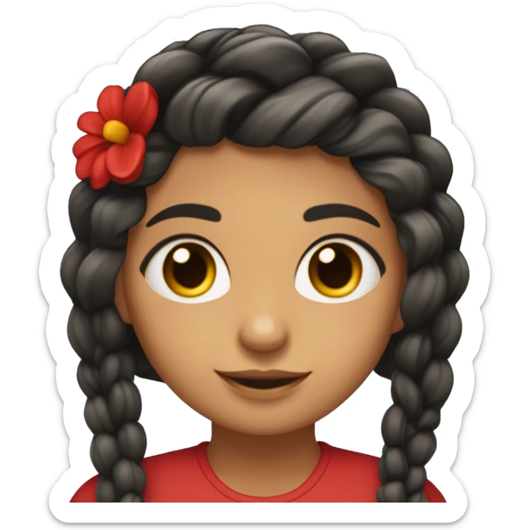 Chica mulata con trenzas en el pelo en las puntas Rojas,  ojos carmelitas oscuro , nari redondita  sticker