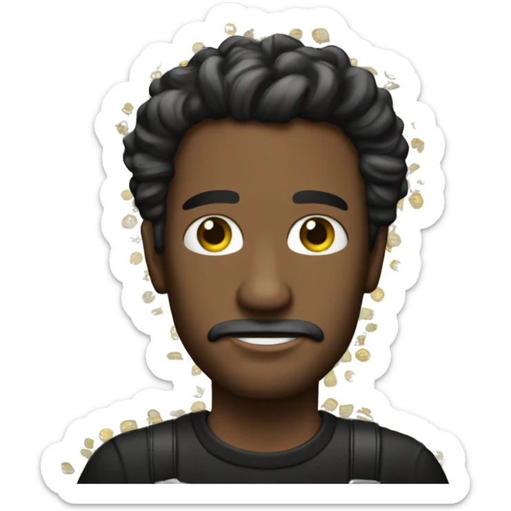 Hombre con pelo rizado y camiseta negra, con dinero en las manos sticker