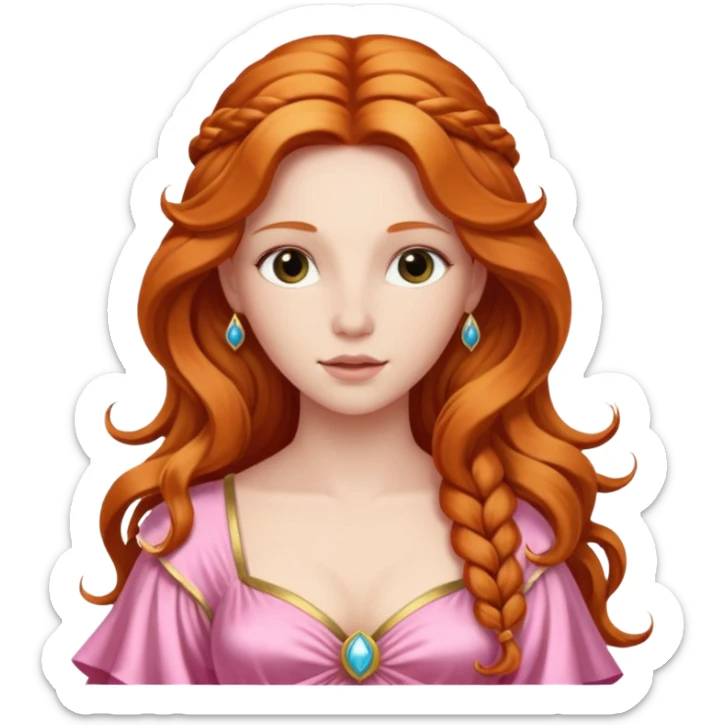 Venus, Love Goddess from Rome Mythology with long ginger hair, pink outfit sticker