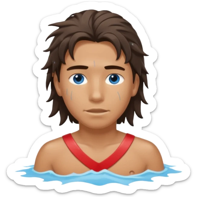 Lifeguard Native American Teenager with messy hair rescuing someone sticker