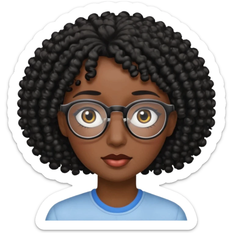 Visage avec les cheveux bouclés noir et des lunettes et des yeux zoomer sticker