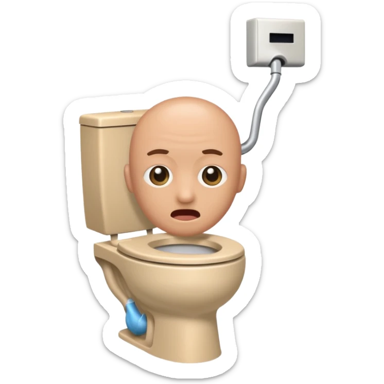 Skibidi toilet with head coming out the toilet bowl sticker