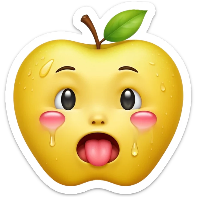 regular yellow apple emoji but it’s crying streams of tears and has its tongue out sticker