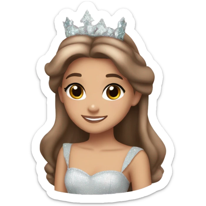 ariana grande as glinda from wicked with brown hair and brown eyes  sticker