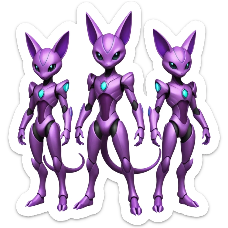 Futuristic armored cyber-Mewtwo-Sableye-Genesect-Deoxys-Espeon-alien-hybrid-fusion sticker