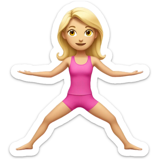 blond girl doing a yoga pose with a pink sports outfit  sticker