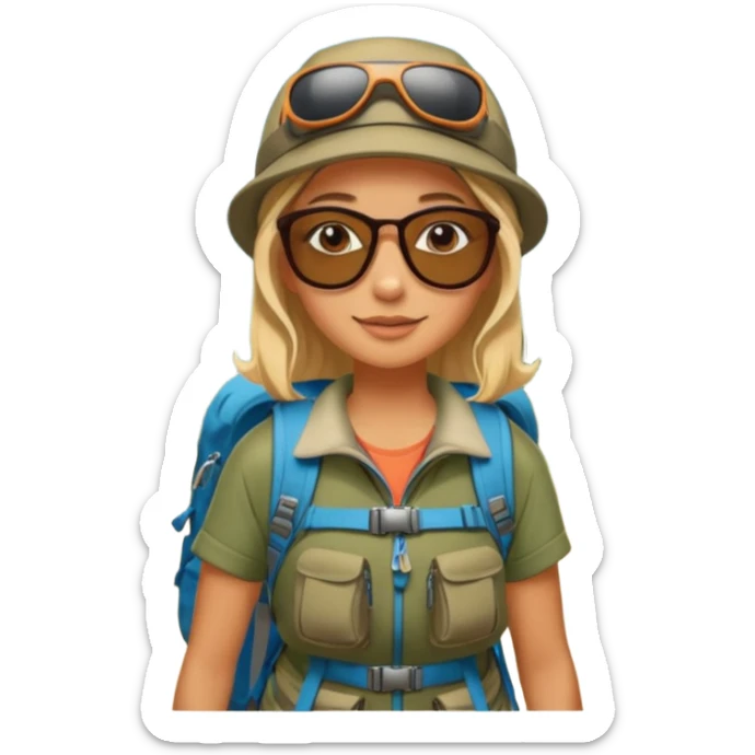 woman hiking in the woods in the sunshine sticker