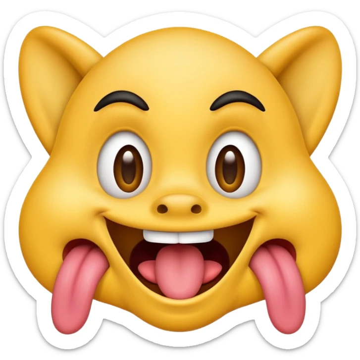 dopey face emoji, silly and wild, tongue out, eyes looking in different directions, big goofy smile sticker