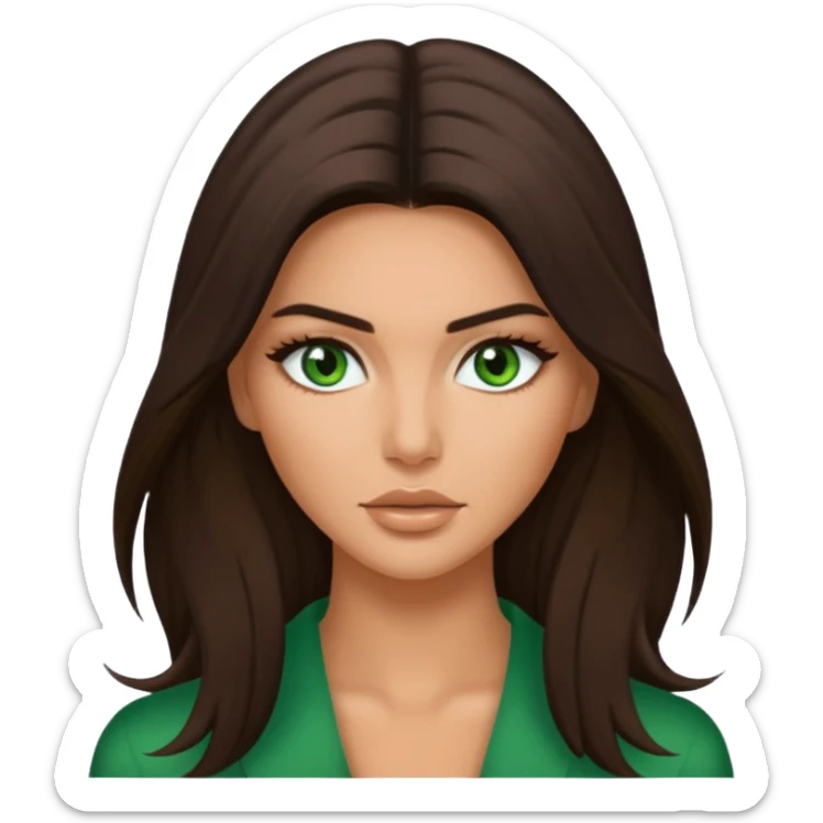 Kendal Jenner with green eyes tan skin long hair model woman sticker