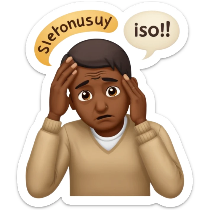 A caricature-style sticker of an Indian man facepalming with frustration but still looking humorous. Add text: ‘Seriously??’ sticker