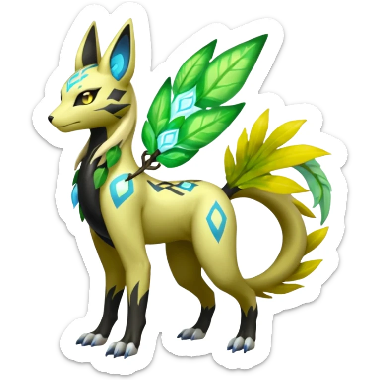  Exotic Ivy Meloetta-Zygarde-Zeraora-Renamon-Protogen-Palkia-hybrid-fusion-Fakémon-creature, full body sticker