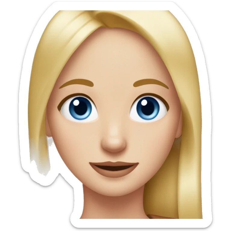 Girl with blue eyes blonde hair with a sausage dog  sticker