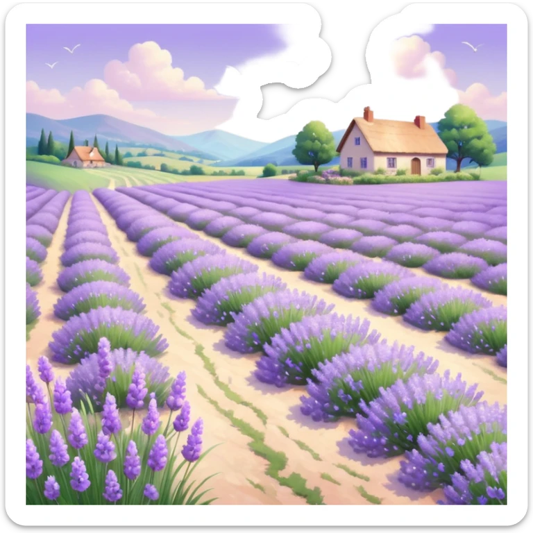 Shiny beautiful glossy purply pastel whitish light sparkly glittery sunny bright lavender lilac flower fields aesthetic scenery grass field cottagecore pastelcore lavendercore realistic real life photo collage image  sticker