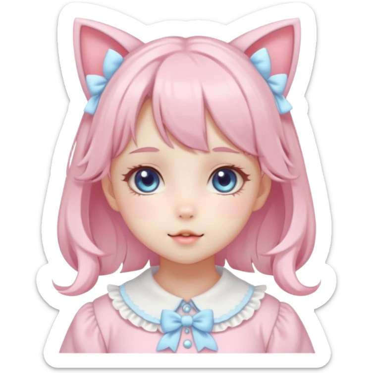 Shiny Blushing Cute Kawaii Beautiful Pastel Lolita Anime Catgirl Trending Style Cottagecore Pastelcore  sticker