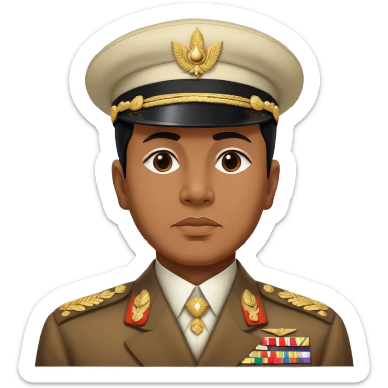 ​Cinematic Realistic Portrait of Sukarno, depicted in a lifelike, realistic style based on his iconic portrait, showcasing his thoughtful, charismatic expression in period attire, rendered with detailed textures and warm, evocative lighting that captures his pioneering spirit and national pride, sticker