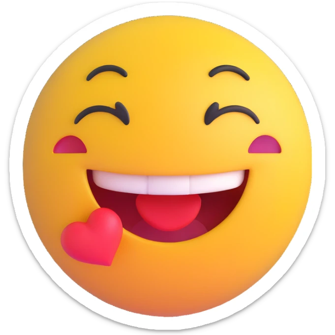 3D smiley emoji, round shape, in love, giving a kiss, no body sticker