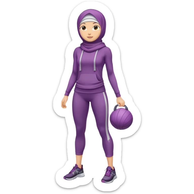 High resolution full body of a girl wearing a hijab and is a fitness trainer sticker