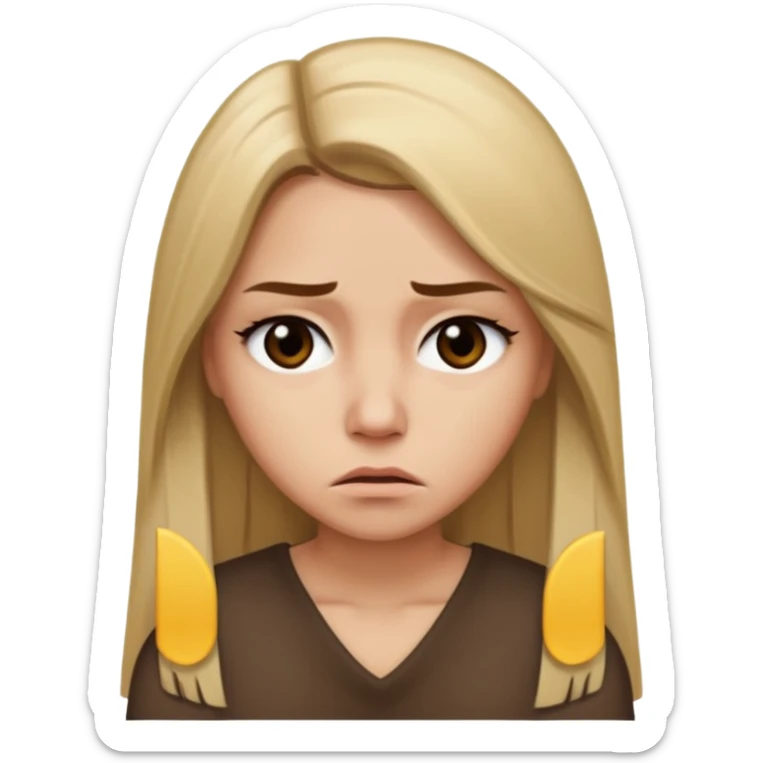 Mujer color de piel moreno claro, con cabello rubio largo, lacio y suelto, ojos negros, molesta  sticker