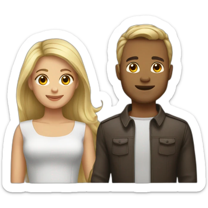 Femme brune avec homme blond sticker