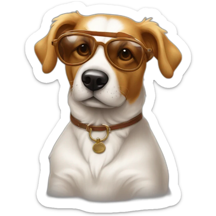 Chien Épagneul breton amusant avec des lunettes de soleil et une pinte de bierre sticker