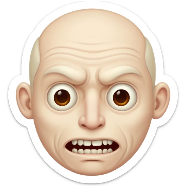 Creepy man with big mouth and no nose and ears sticker