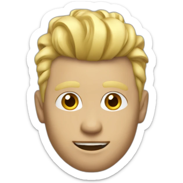 Man wearing Apple logo shirt with blonde faux hawk hair working in QA sticker