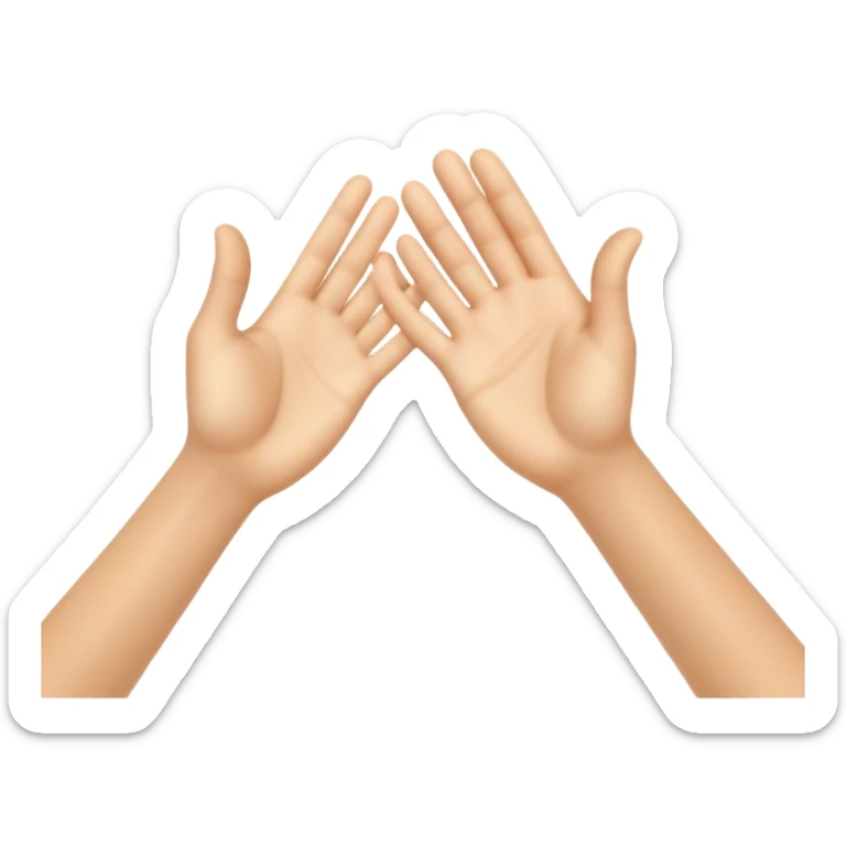 A dynamic depiction of two open hands meeting mid-air in a celebratory palm touch, with a subtle motion blur or impact lines to indicate movement. A small burst of energy or spark appears at contact, excitement, teamwork, or shared success. sticker