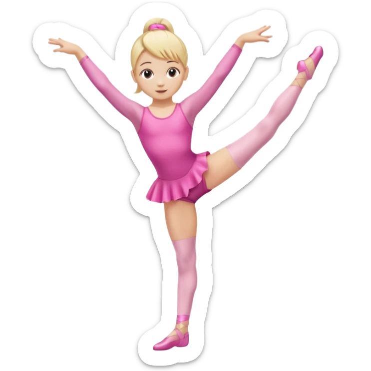 pink dancer-gymnast child with blonde hair balancing on one leg sticker