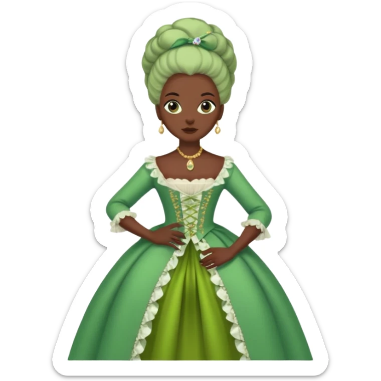 marie Antoinette fashion dark skinned woman green clothe sticker
