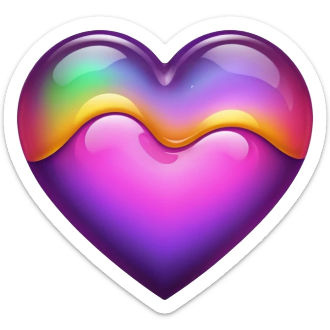 heart with layers of purple, hot pink, amber, light green, and dark purple sticker