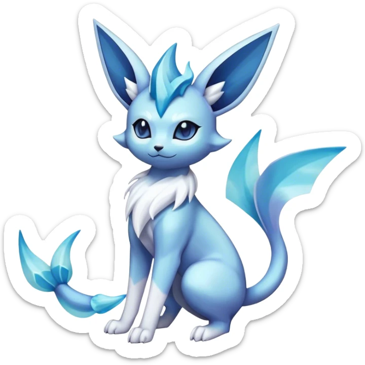 Shiny Cool Glaceon-Vaporeon-Espeon-Fakemon-hybrid-fusion- full body sticker