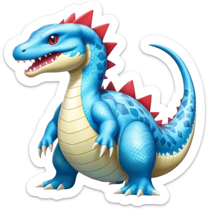 Shiny Exotic Colorful epic Lapras-Salamence-Feraligatr-Fakémon-hybrid-creature (full body)  sticker