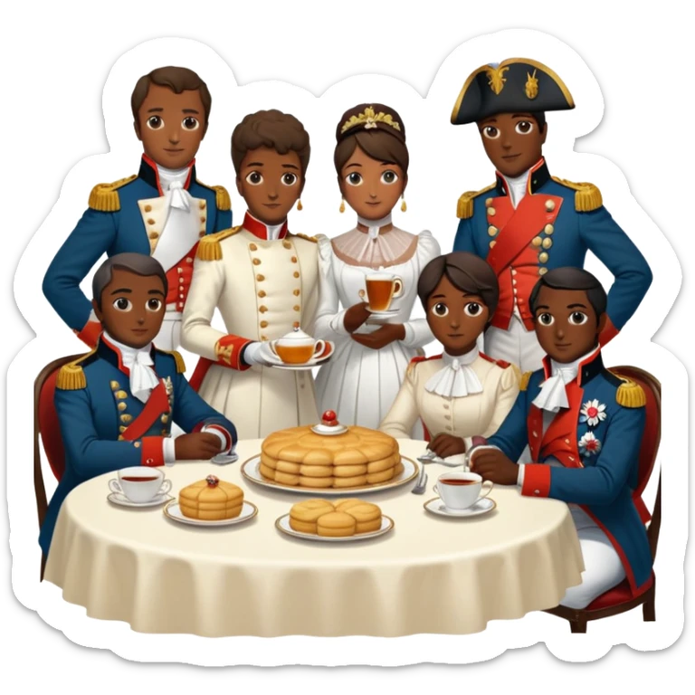 Komşu ve biz masa nın üstünde badambura napalyon pasta çay var  sticker