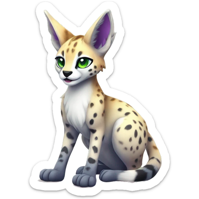 Cute Kawaii Cool Edgy Epic Ethereal Sparkly Colorful Sergal-Serval-Caracal-Vernid full body sticker