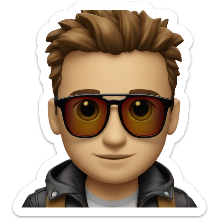 Joven calvo con gafas de sol ray ban predator y camisa cuadros roja y negra sticker