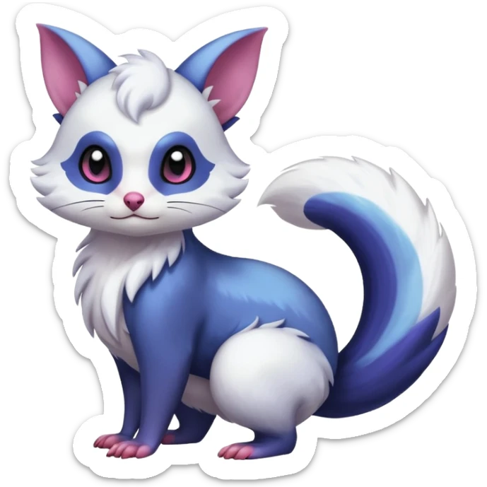 Shiny Exotic Colorful Aesthetic Beautiful Cute Pretty Royal Furret-Absol-Noibat-Hybrid (Full body) sticker