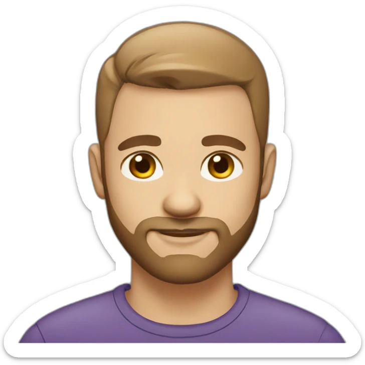 create an headshot emoji of a male with brown eyes, 2 mm beard, no hair and bright skinn sticker