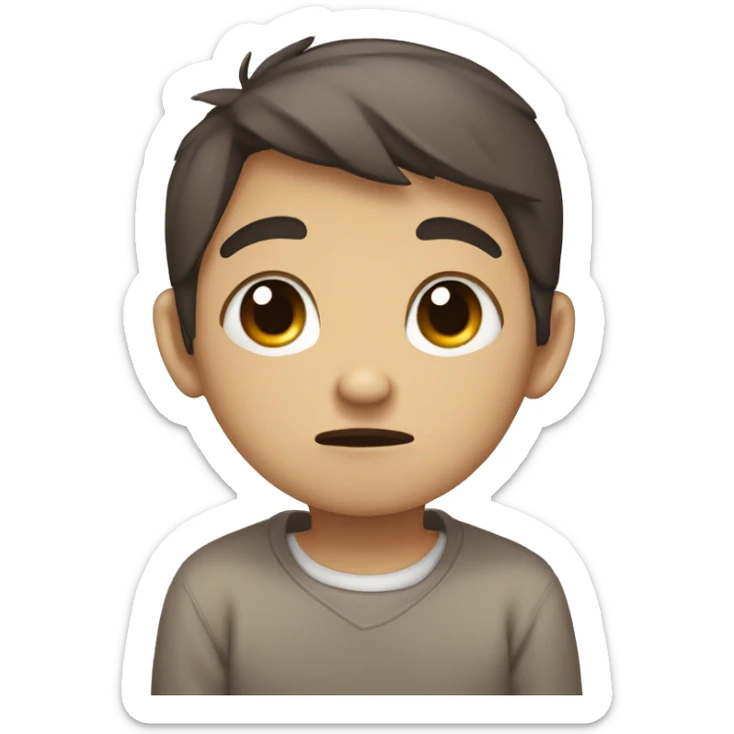 a boy holding ears sad and saying sorry make him hold his ears white skin color sticker