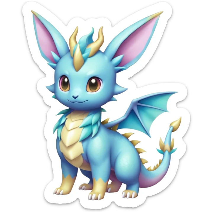 Shiny-Pastel-Eeveelution-Cute-Fakemon-Dragon-Pokémon-fusion full body sticker
