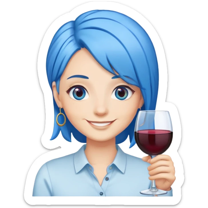 demon slayer full body blue hair wine glass eye funny sticker